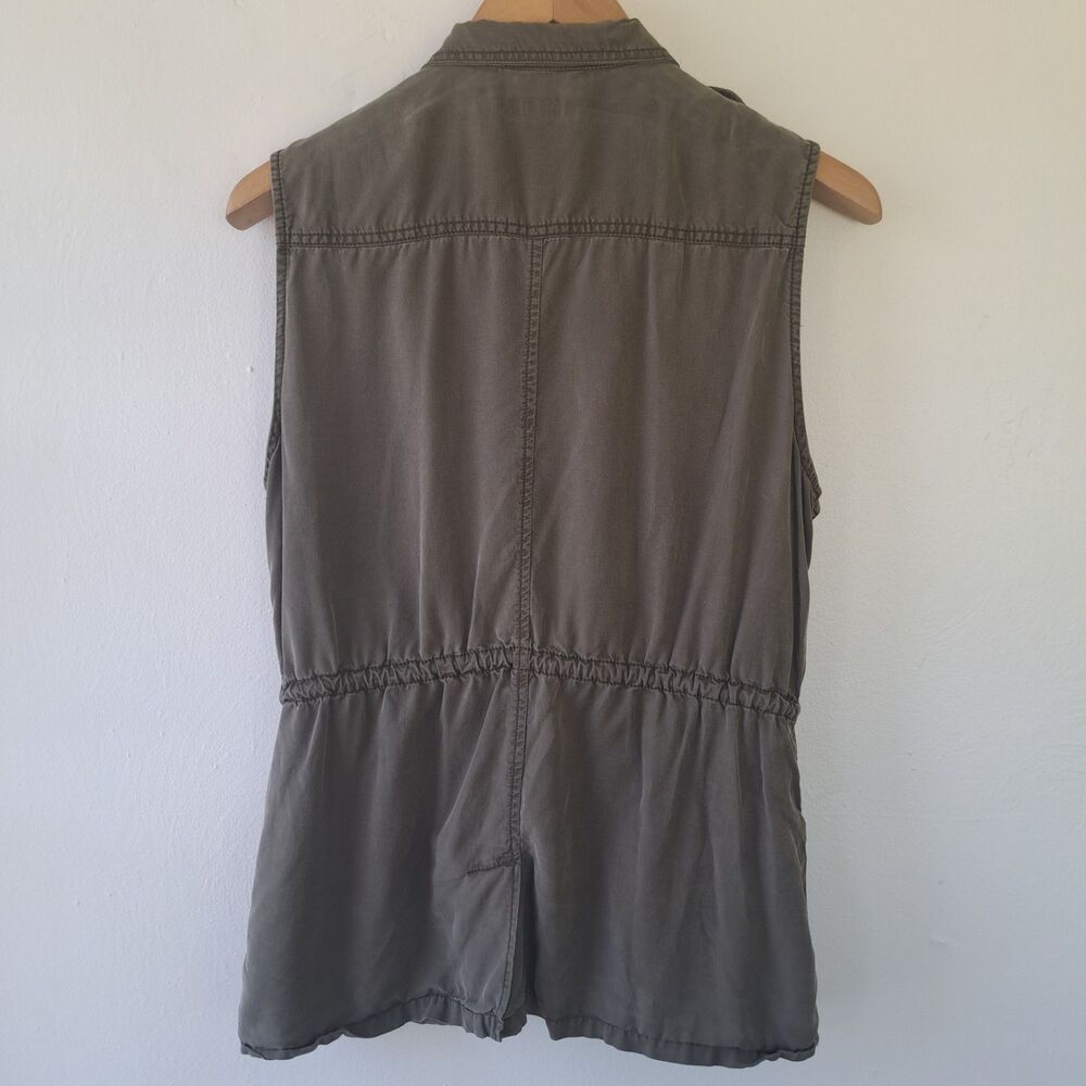 Lucky Brand Medium Olive Green Utility Military Vest Womens Zip Up Jacket Top - Picture 4 of 11